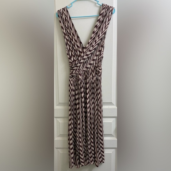 Anthropologie I Plenty by Tracy Reese Zig Zag Stripe Faux Wrap Midi Dress - Picture 6 of 8
